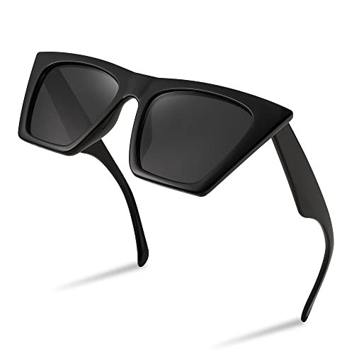 FEISEDY Sunglasses Womens Trendy, Vintage Square Cat Eye Sun Glasses, UV400 Protection B2473(Polarized Black) | Amazon (US)