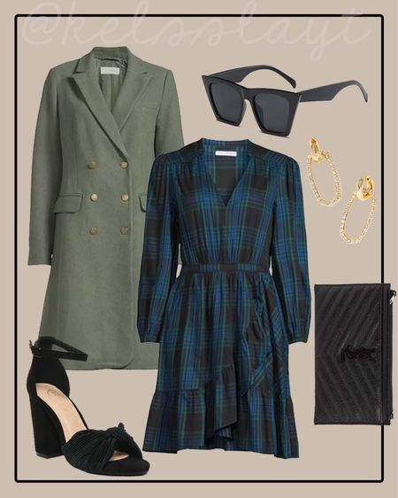 Outfit idea, Walmart fashion, Walmart dress, Walmart outfit, fall fashion, pea coat, plaid dress, holiday style 

#LTKunder50 #LTKHoliday #LTKSeasonal