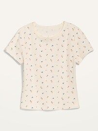 Fitted Cropped Floral-Print Rib-Knit T-Shirt for Women | Old Navy (US)