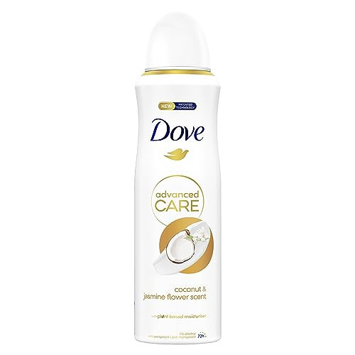 Dove Advanced Care Coconut & Jasmine Flower Scent Anti-perspirant Deodorant Spray with plant based moisturiser aerosol for 72 hour protection 200 ml | Amazon (UK)
