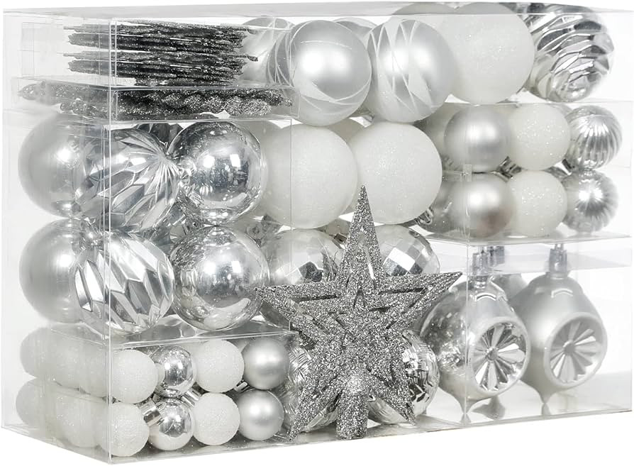 XmasExp 99-Pack Christmas Ball Ornaments Assorted Shatterproof Christmas Ball Set with Reusable H... | Amazon (US)