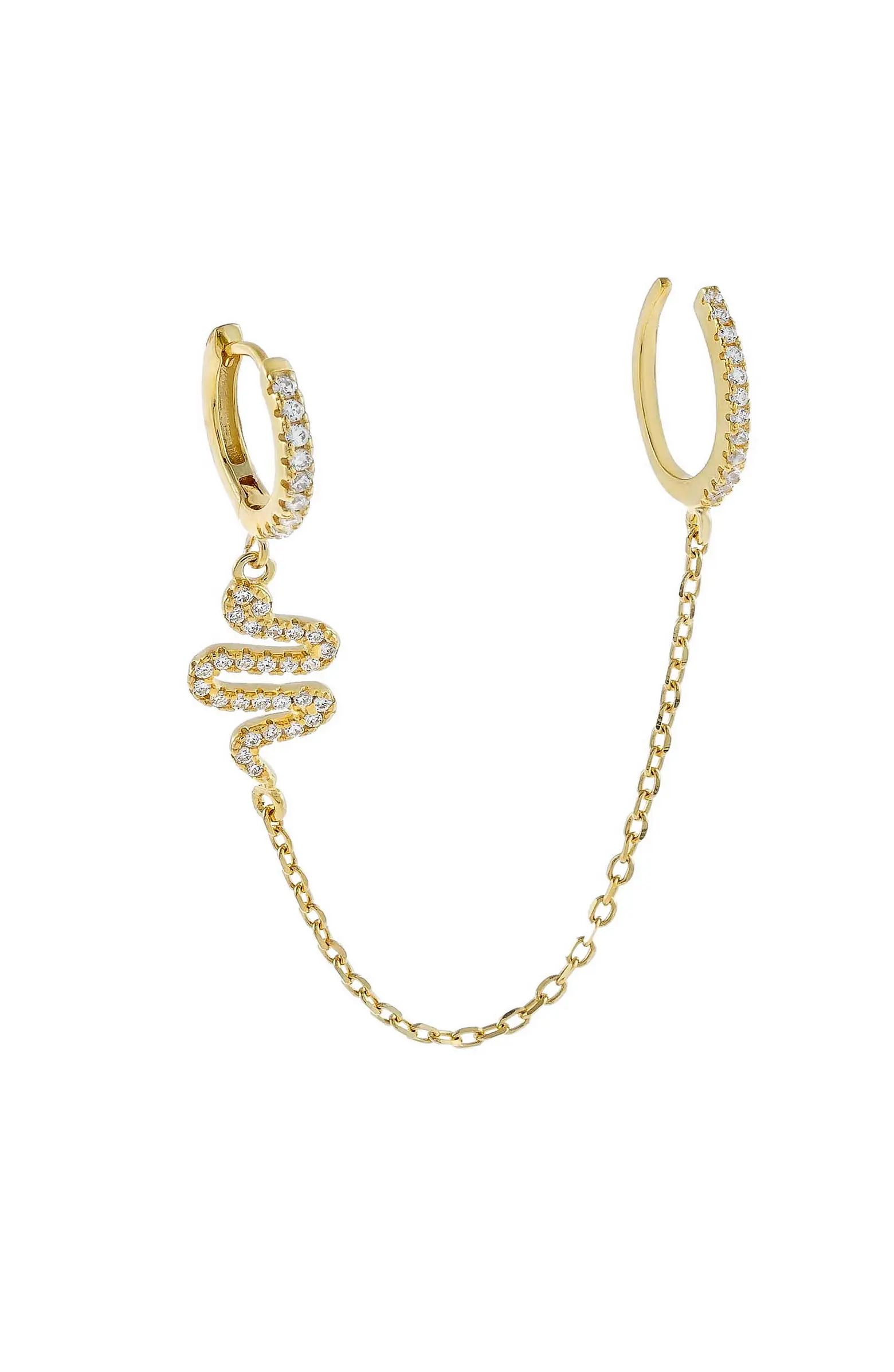 Adina's Jewels Pavé Snake Ear Cuff & Huggie Earring | Nordstrom | Nordstrom