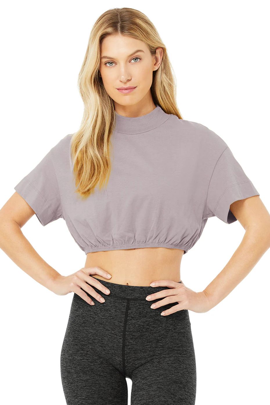 Alo YogaÂ® | Kick It Crop T-Shirt in Lavender Smoke, Size: XS | Alo Yoga