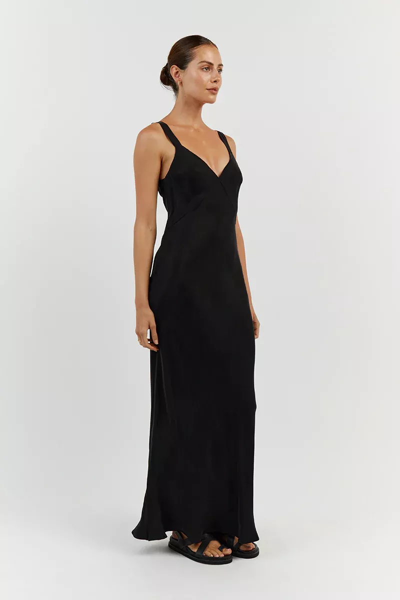 Satin Bias Cut Slip Dress in Pool – Christina's Luxuries