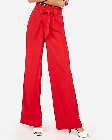 High Waisted Sash Waist Wide Leg Pant | Express