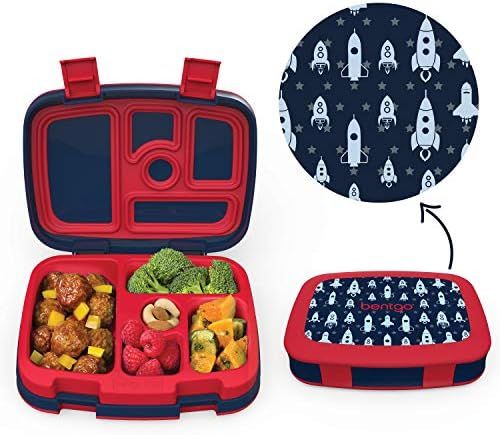 Bentgo Kids Prints (Space Rockets) - Leak-Proof, 5-Compartment Bento-Style Kids Lunch Box - Ideal... | Amazon (US)