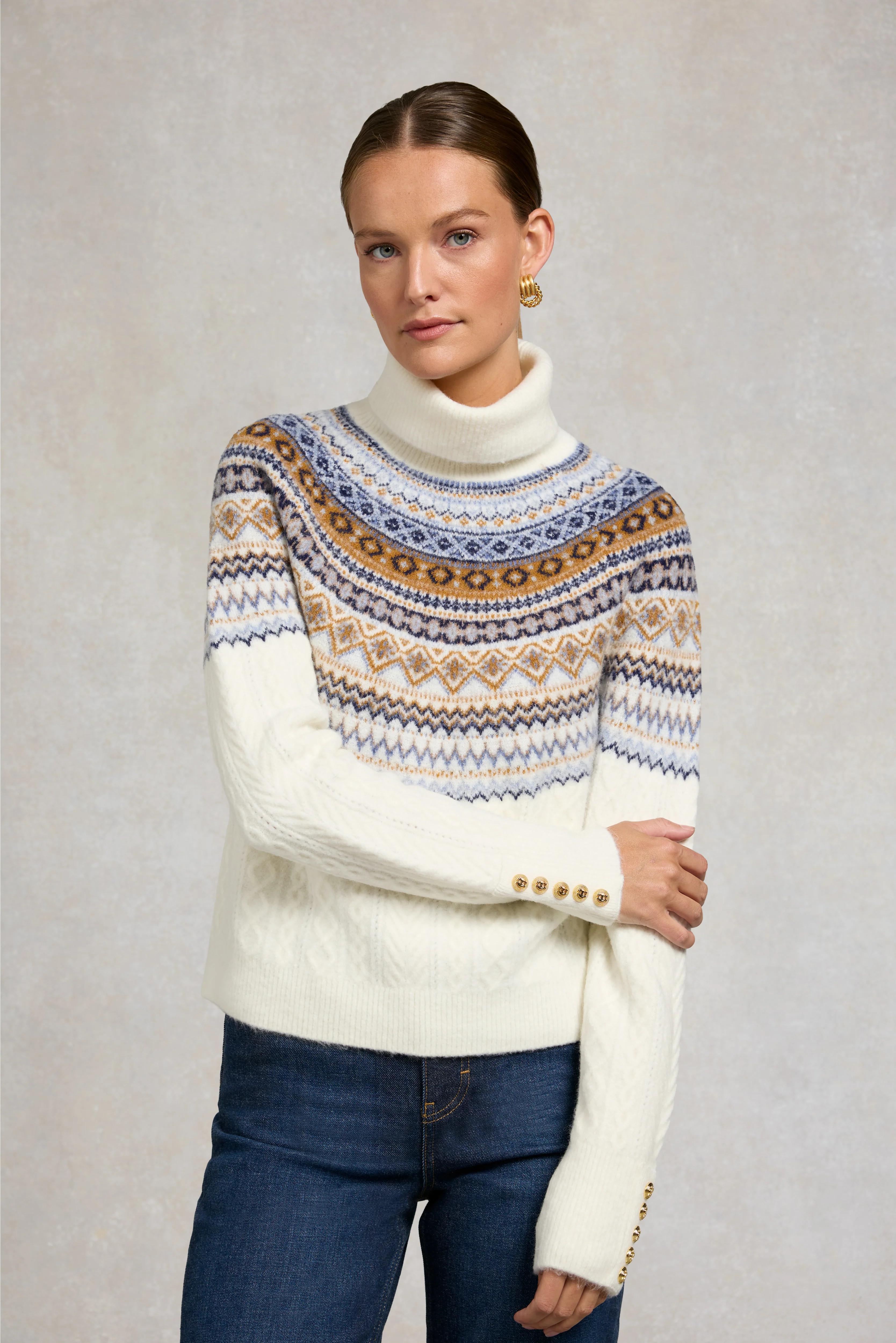 Rebecca Roll Neck Knit (Natural) | Holland Cooper