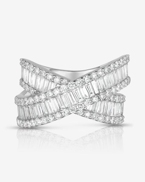 Baguette Crossover Ring | Ring Concierge