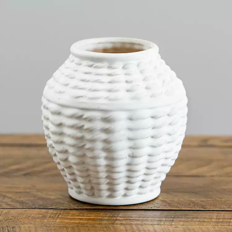 Matte Ivory Ceramic Textured Vase | Kirkland's Home