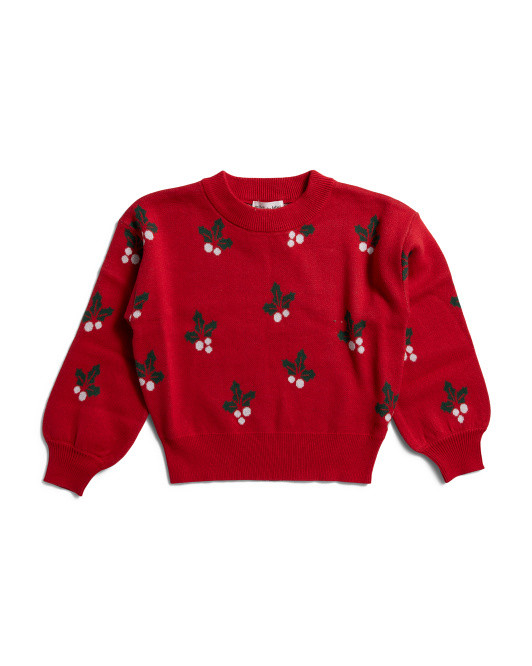 Toddler And Little Girls Merry Mistletoe Sweater | TJ Maxx