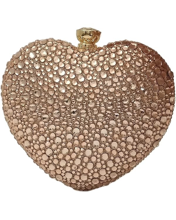 Cute Heart Shape Clutch Purse Mini Love Heart Rhinestone Wedding Handbag Party Women Purse | Amazon (US)