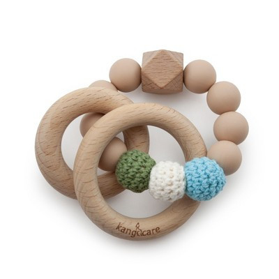 Kanga Care Silicone & Wood Crocheted Teething Ring :: Moss Tan | Target