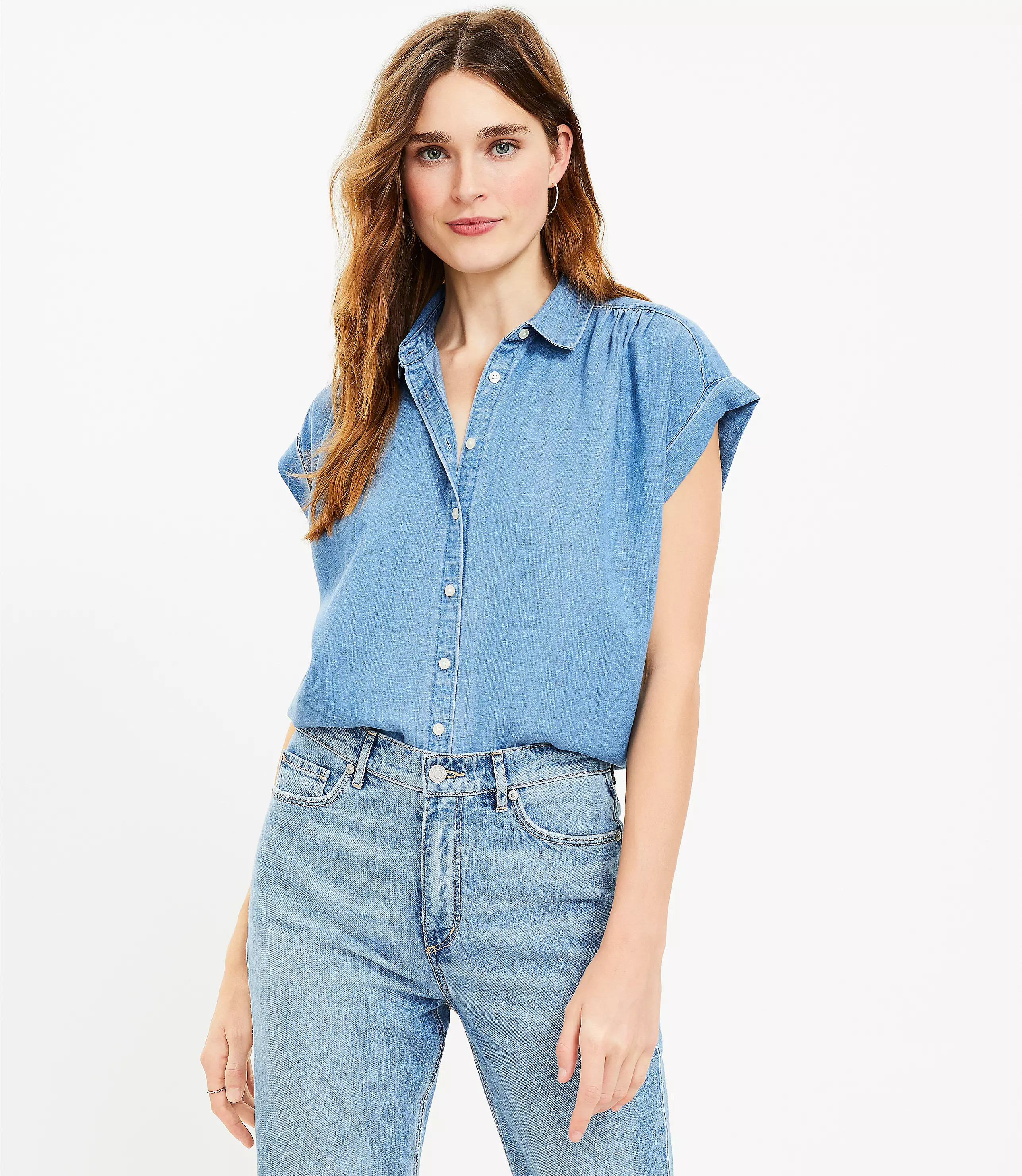 Chambray Dolman Everyday Shirt | LOFT