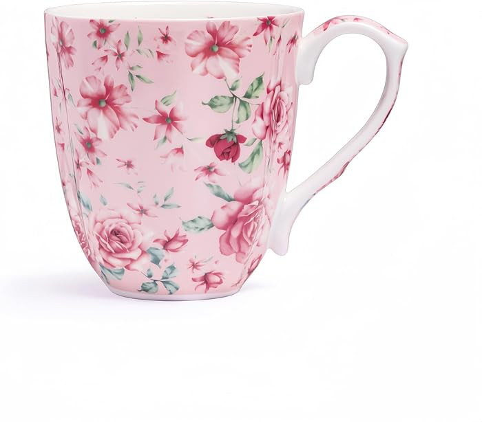14oz Bone China Coffee Mugs for Women Floral Coffee Mug Tea Cups Novetly Coffee Cups Gift for Wom... | Amazon (US)