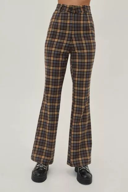 Plaid Tailored Flare Pants | Nasty Gal (US)