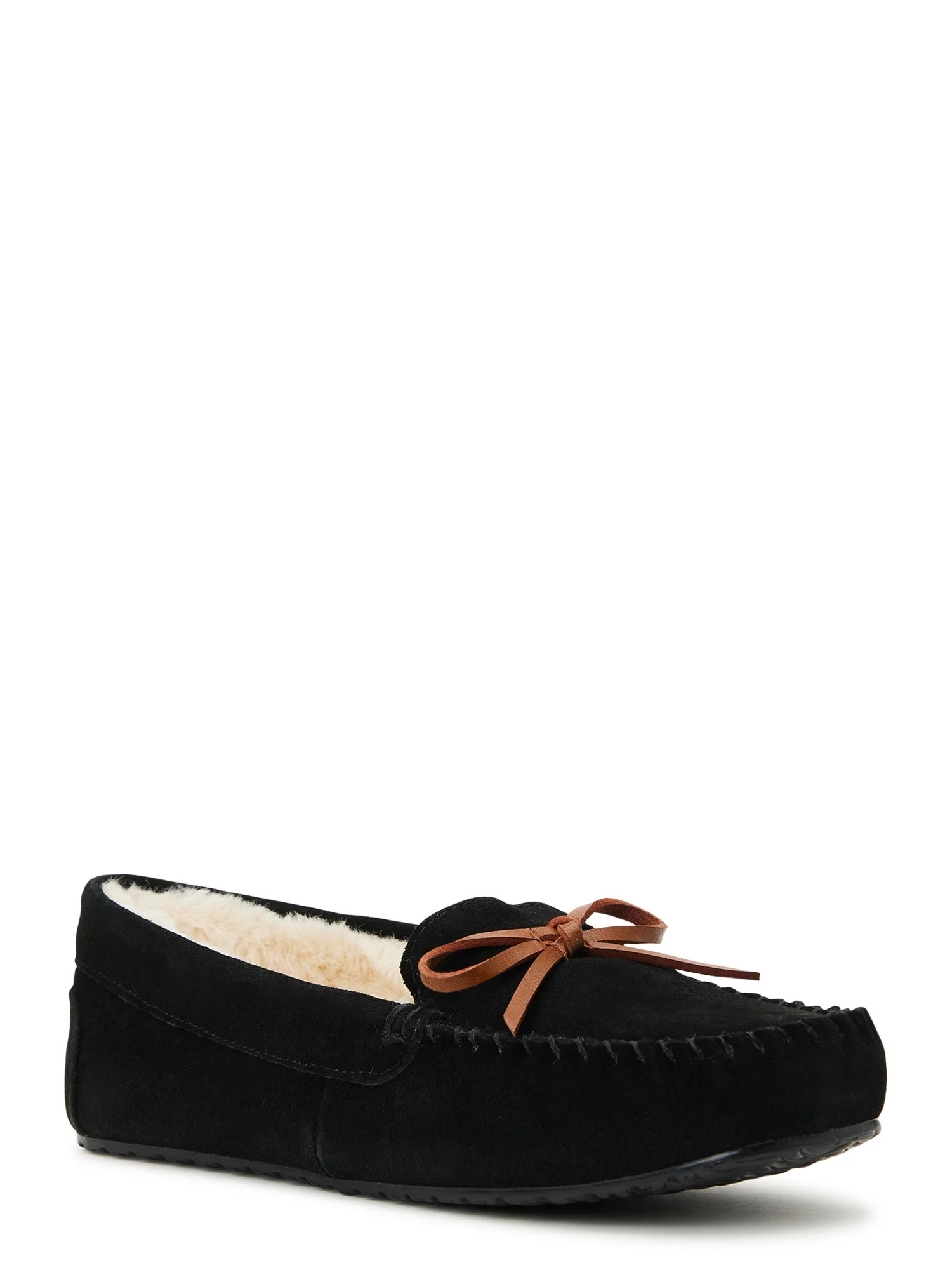Joyspun Women's Genuine Suede Moccasin, Wide Width Available - Walmart.com | Walmart (US)