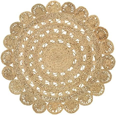 LR Resources Jute LR50134-NAT60RD Natural Round 6 ft Indoor Area Rug, 6' | Amazon (US)