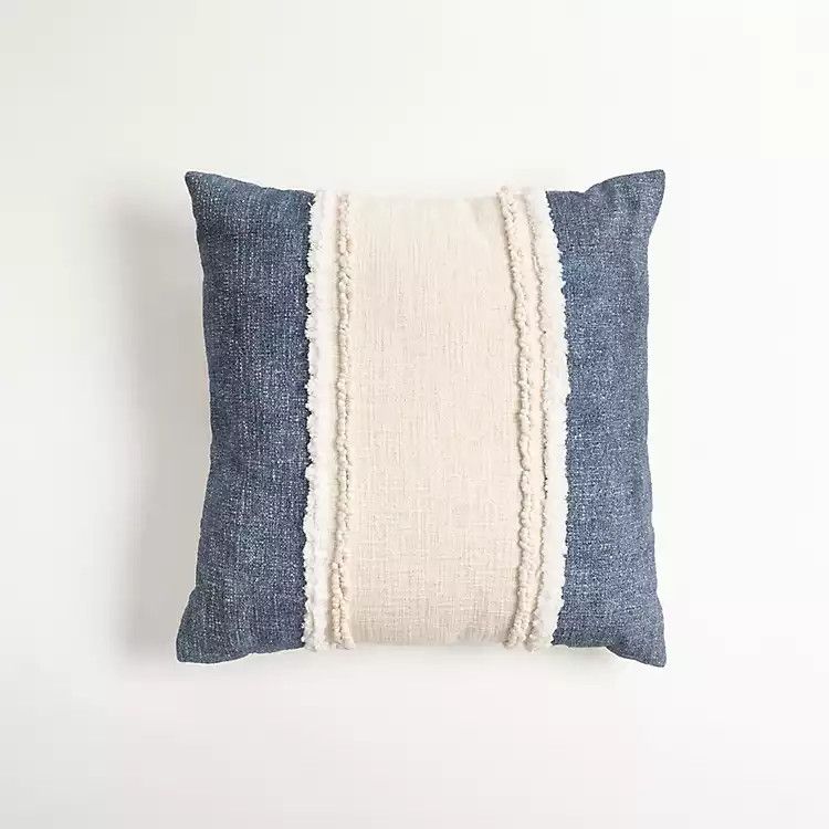 Navy Seaside Stripe Throw Pillow | Kirkland's Home