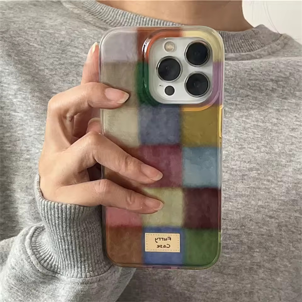Cute Dopamine Color Block Match Plaid Clear Case For iPhone 16 15 14 13 12 11 Pro Max XS XR X SE ... | AliExpress (US)