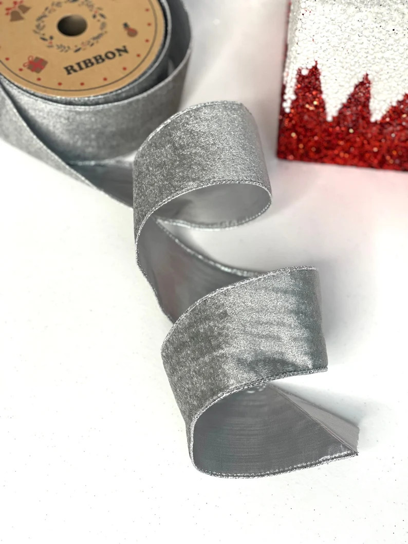 Grey and Silver Wired Craft Ribbon Double Sided 2.5 X 10 Yards - Etsy | Etsy (US)