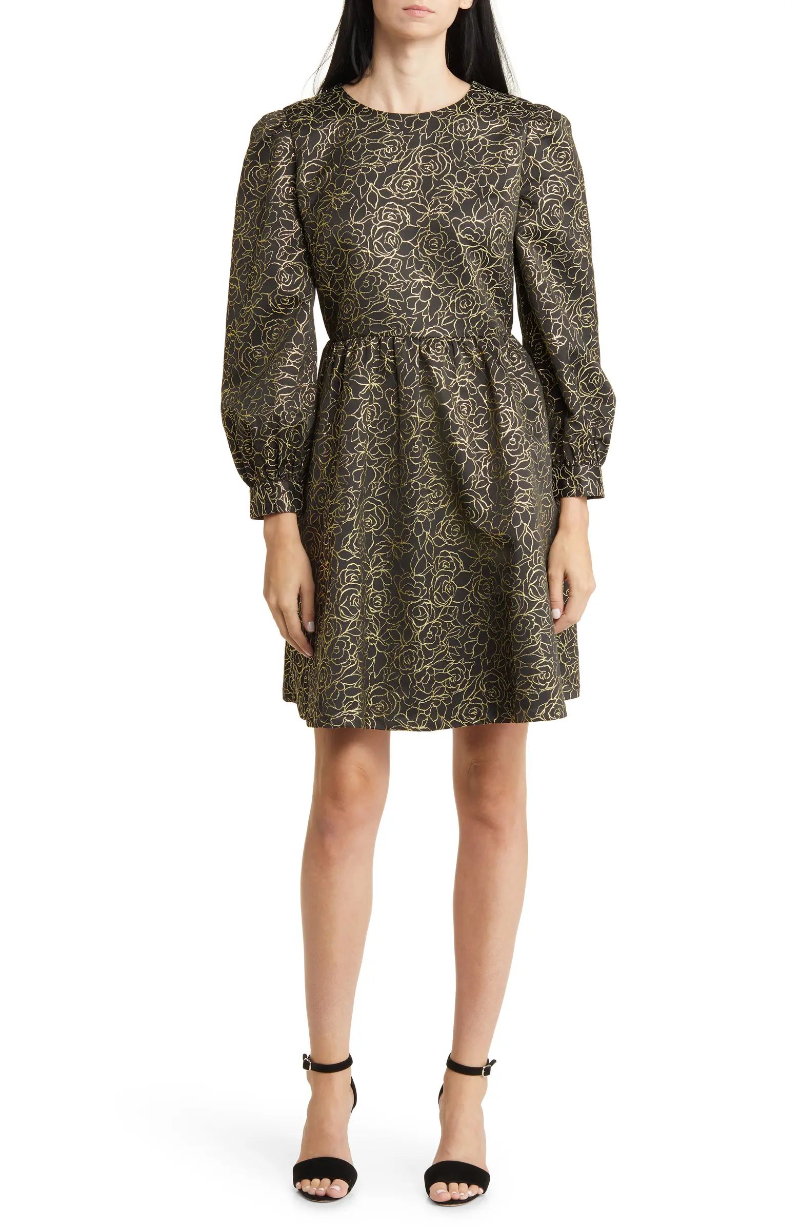 Matching Family Moments Metallic Floral Long Sleeve Fit & Flare Dress | Nordstrom