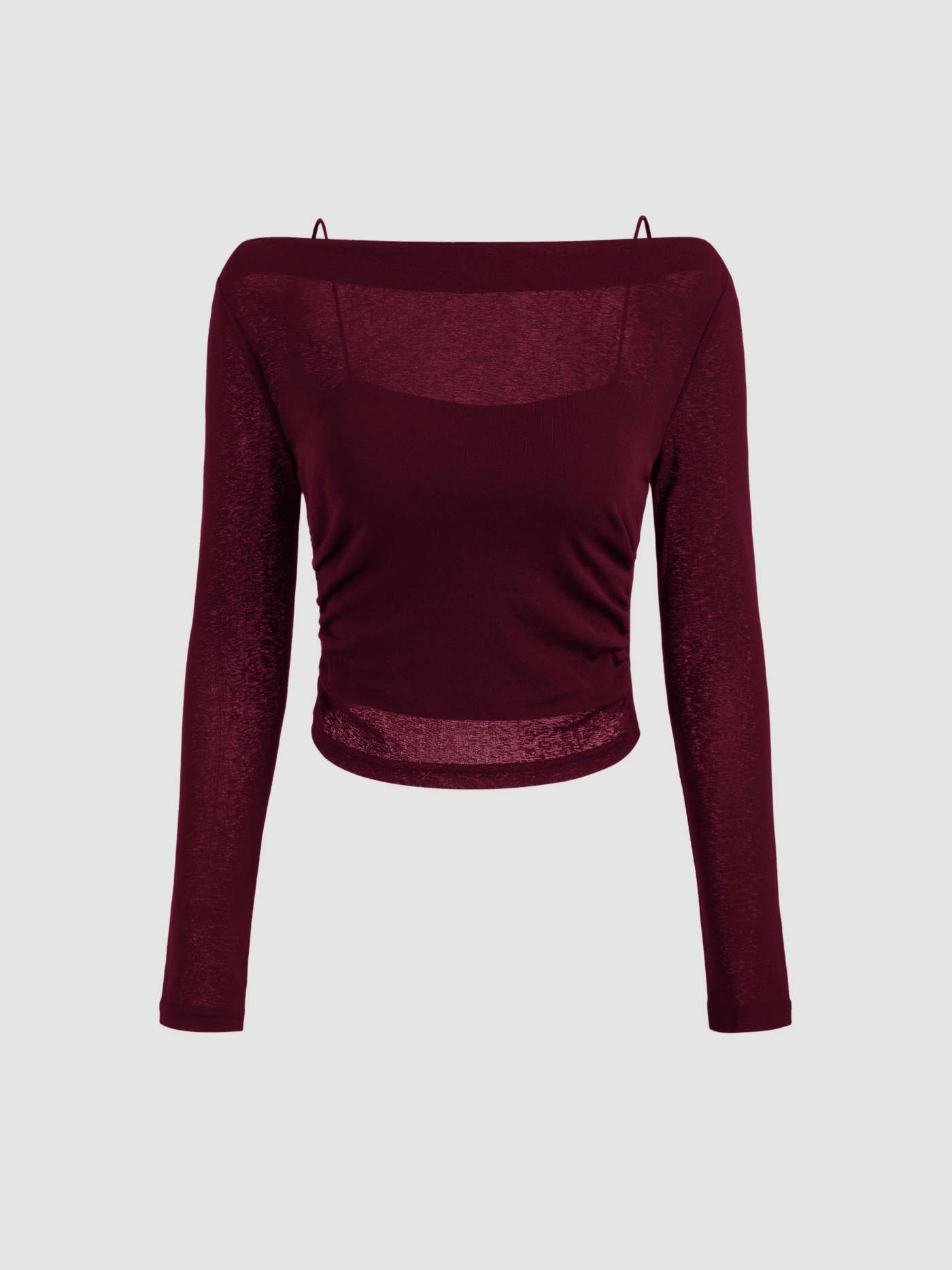 City Chic Knit Fabric Boat Neck Long Sleeve Two-piece Top For Daily Casual Work | Cider