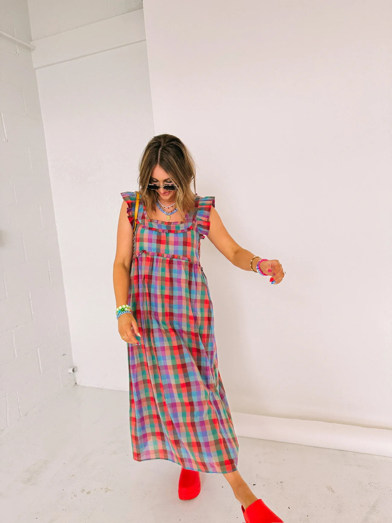 good directions plaid midi dress | Etta+East