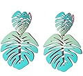 Gold Green Palm Leaf Dangle Earrings Tropical Monstera Leaves Eardrop for Women Bohemia Jewelry | Amazon (US)