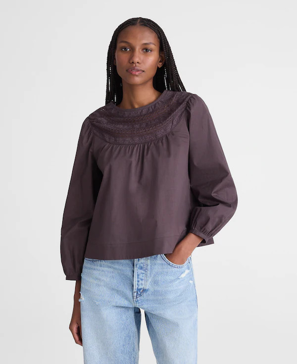 Lace-Insert High-Neck Top | Madewell