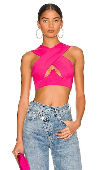 Kacie Cross Over Top in Hot Pink | Revolve Clothing (Global)