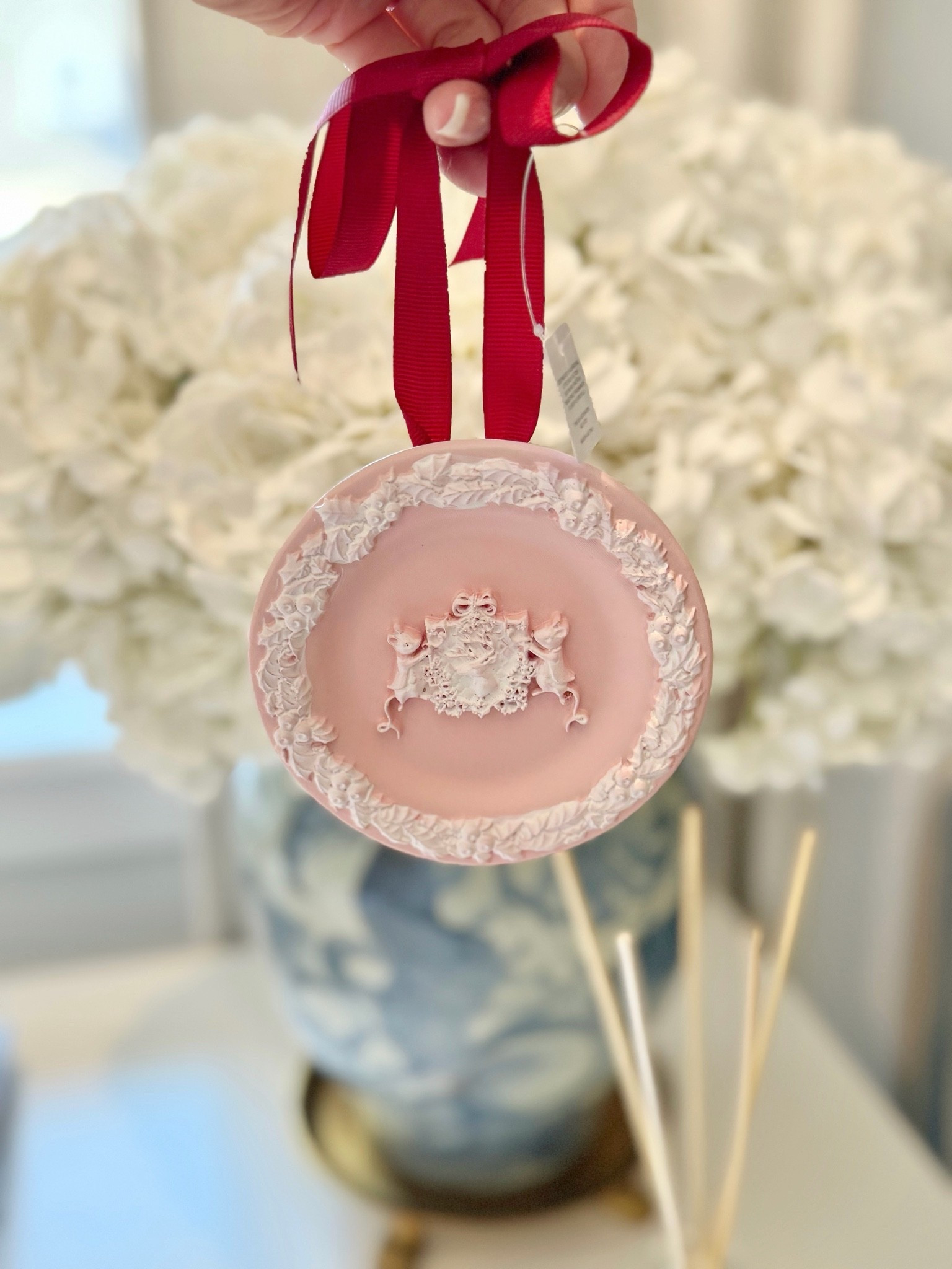 Wedgwood inspired plate ornament 🎄😍 christmas decor pink ornament Wedgwood plate

#LTKHome #LTKSeasonal #LTKdayinmylife