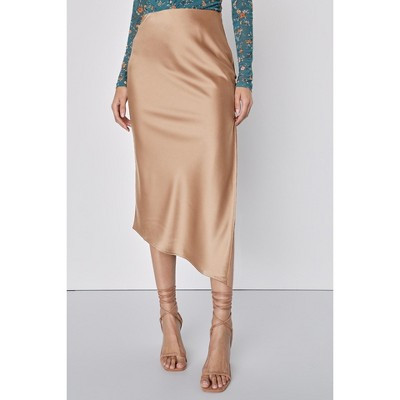 Garvee Women's Satin Maxi Skirt Casual High Waisted Side Split Long A-Line Cocktail Party Skirts Champagne L | Target