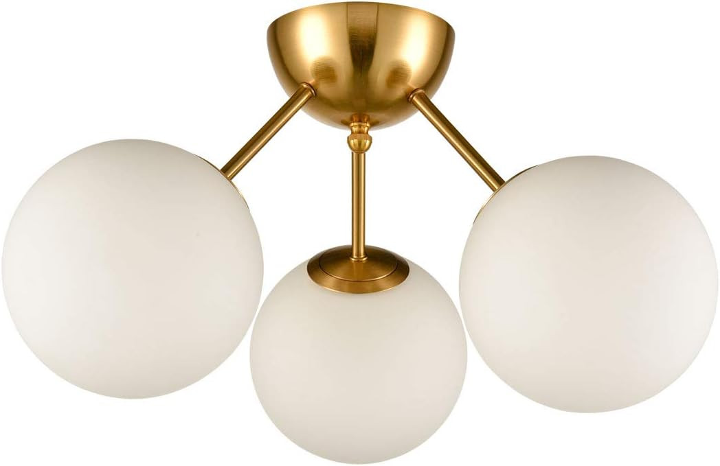 HOLKIRT Classic Mid Century Modern Globe Semi Flush Mount Ceiling Light Sputnik Chandeliers,White... | Amazon (US)