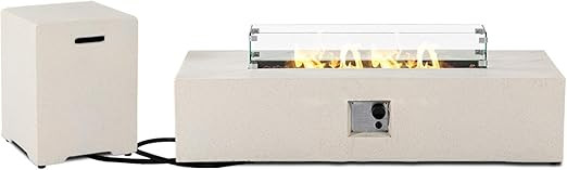 HOMPUS Propane Fire Pits For Outside 56-inch x 28-inch Rectangle 50,000 BTU Bronze Concrete Patio... | Amazon (US)