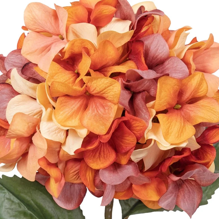 26-inch Artificial Silk Orange Hydrangea Long Stem, for Indoor Use, by Mainstays | Walmart (US)