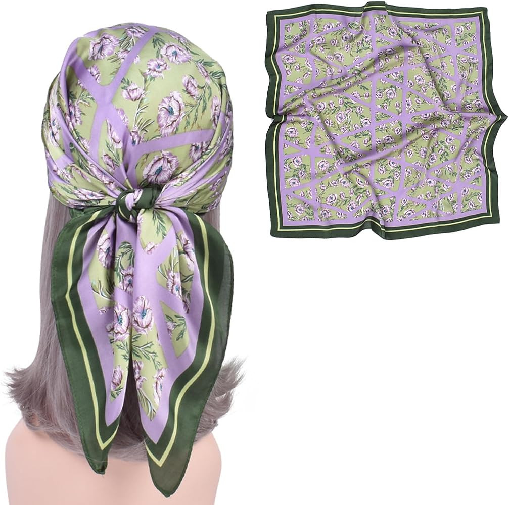 27.5 Inches Silk Head Scarf for Women Satin Hair Scarf Silk Wrap Neck Square Scarves Feeling Scar... | Amazon (US)