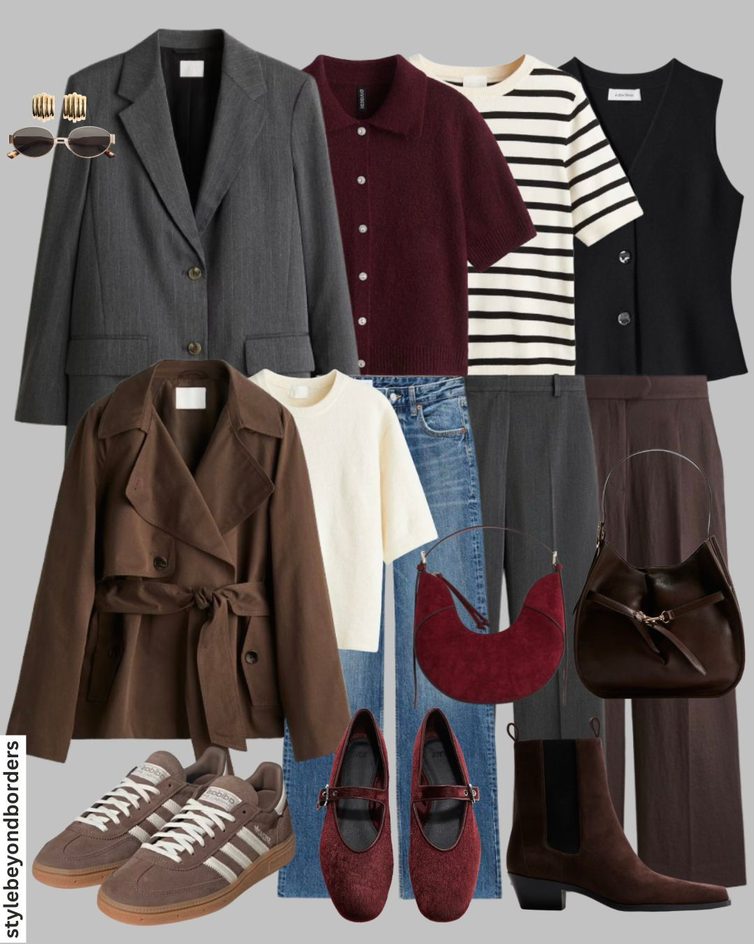 Fall capsule wardrobe ❤️☕️✨



Tags: single breasted grey blazer, red polo cardigan button down short sleeve, striped cardigan short sleeve, black sleeve v-neck vest, brown trench coat, white jumper short sleeve relaxed fit, straight leg blue jeans high waisted, grey formal trousers straight, brown wide leg formal trousers, adidas spezials brown, burgundy ballet flats, brown suede chelsea boots, H&M, Mango, Zara, Adidass

#LTKautumn #LTKstyletip #LTKworkwear