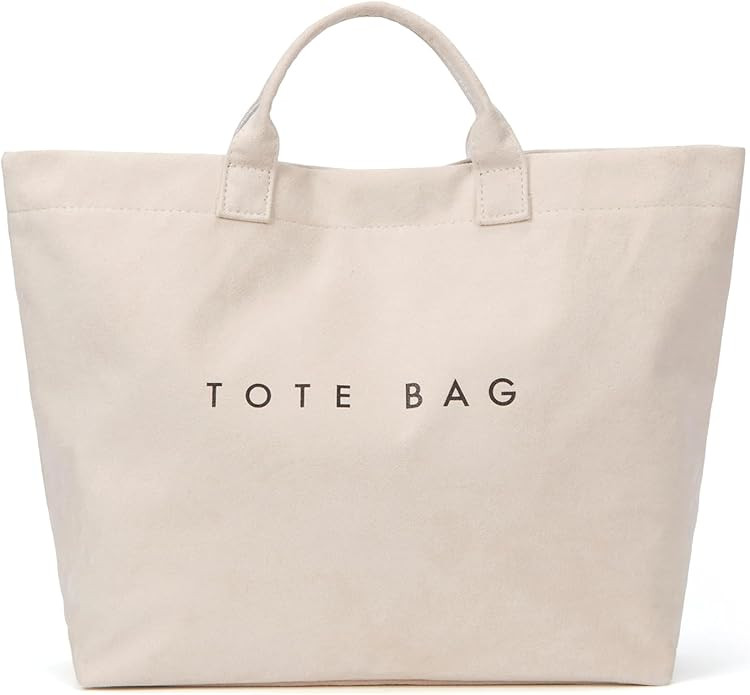 Suede Tote Bag for Women Large Soft Tote Bag for Work Travel Letter Print Hobo Bag Fashion Handba... | Amazon (US)