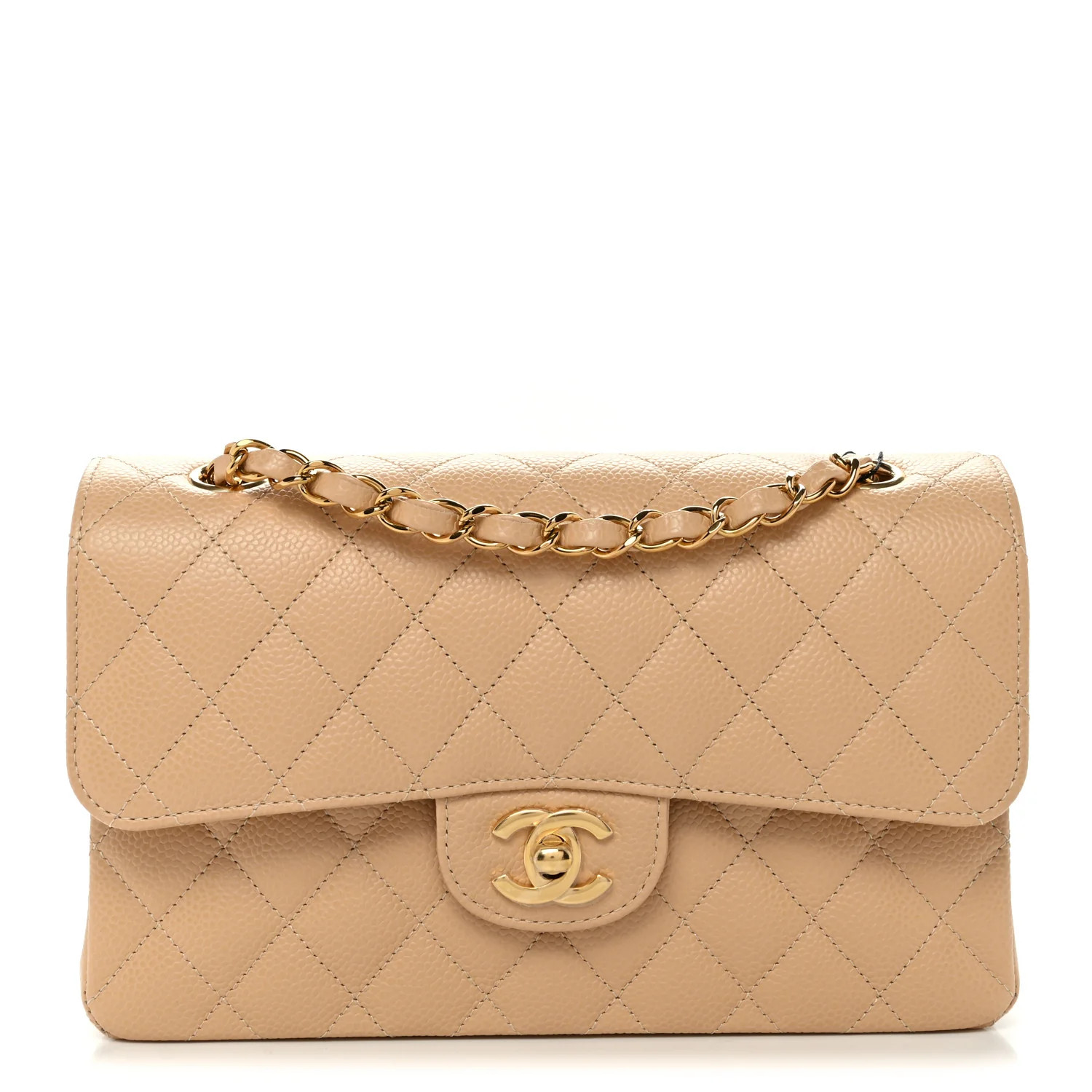 Chanel Caviar Quilted Small Double Flap Beige 1905160 | FASHIONPHILE (US)