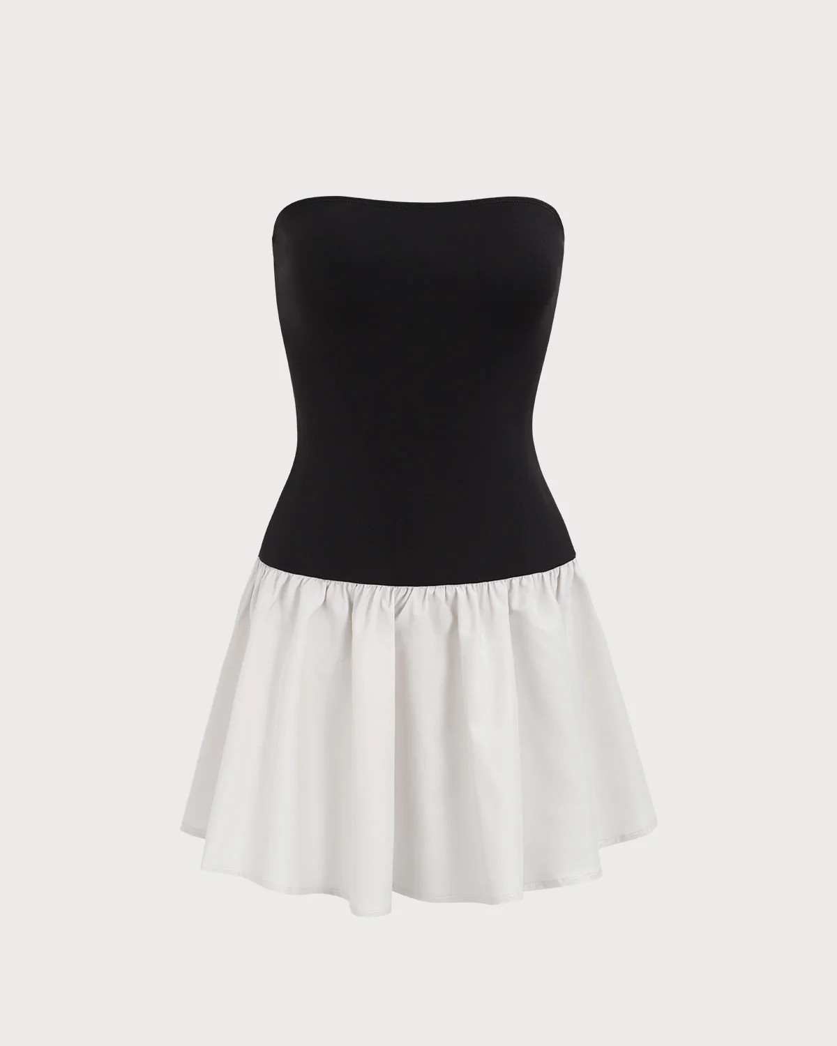Women's Black Splicing Strapless Mini Dress | rihoas.com