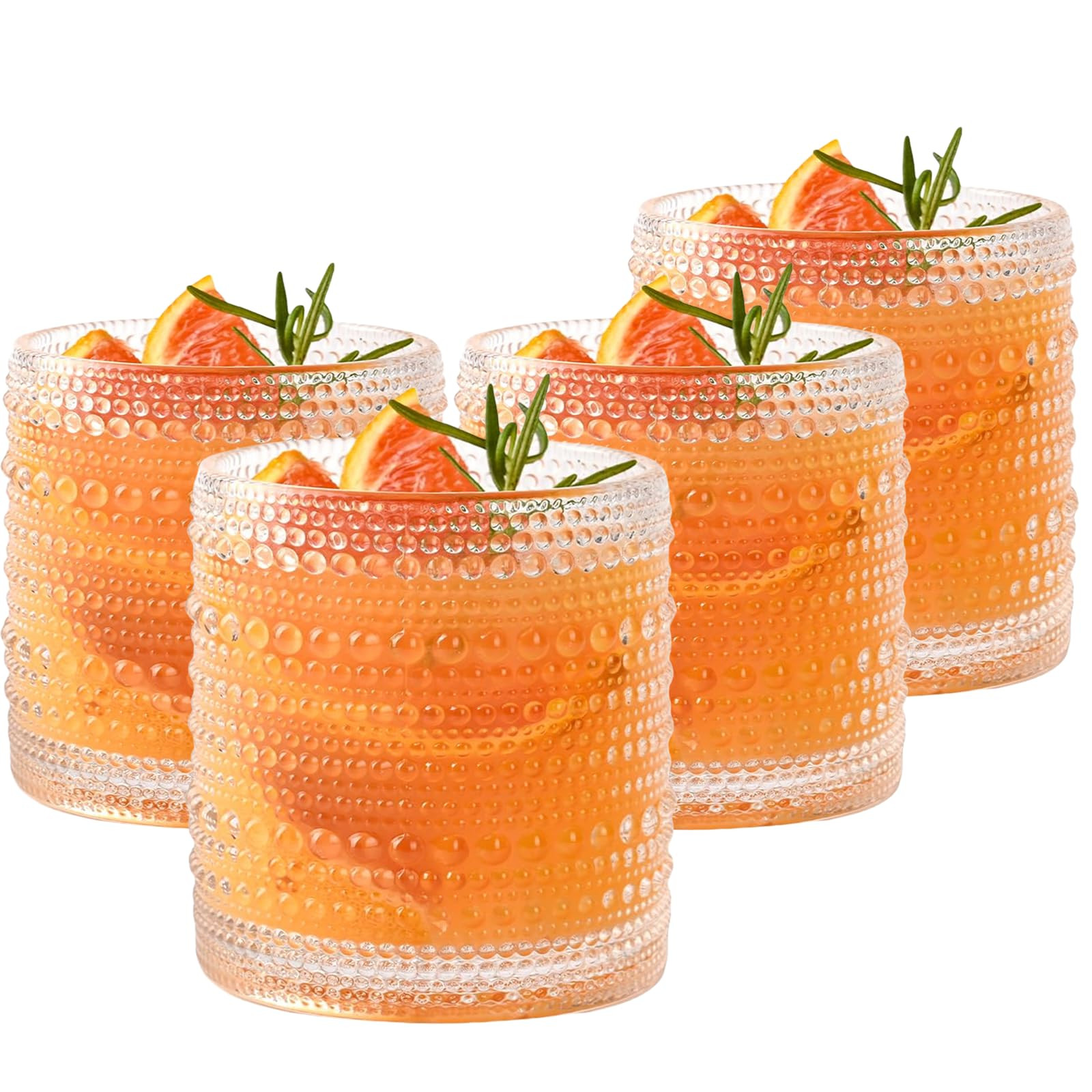 Set of 4 Hobnail Drinking Glasses,15.2 Oz Romantic Water Glasses, Clear Embossed Design Vintage G... | Amazon (US)