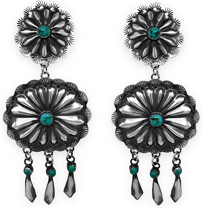 Genuine Sleeping Beauty Turquoise Statement Earrings, Sterling Silver, Authentic Native American ... | Amazon (US)
