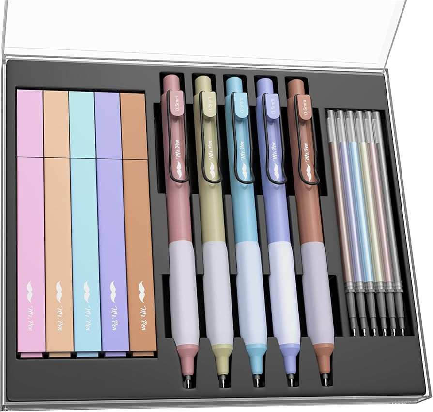 Mr. Pen- Aesthetic Highlighters and Gel Pens with Case, 10 Pack, 6 Pen Refills, Colorful Bible Hi... | Amazon (US)