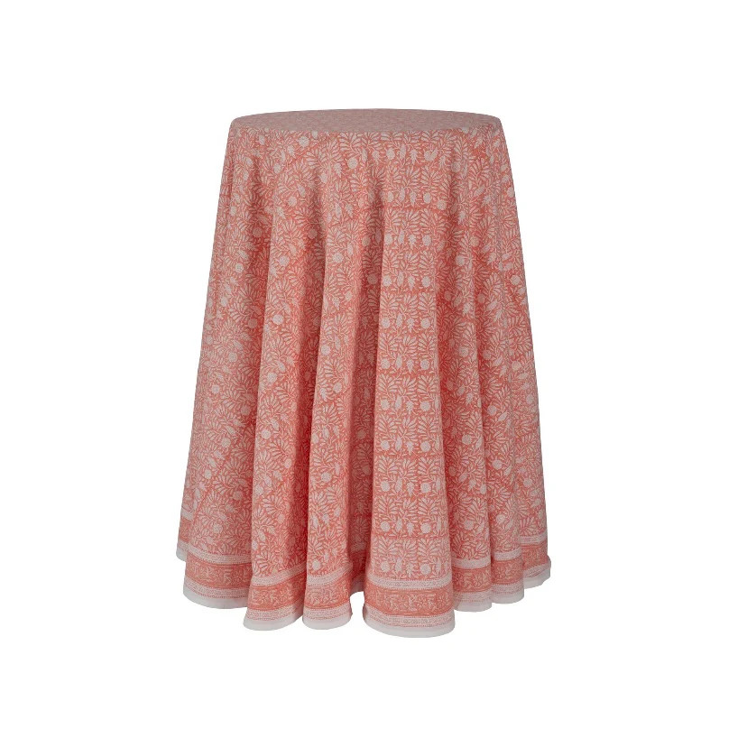 Jasmine Tablecloth 108" Round Coral | Amanda Lindroth