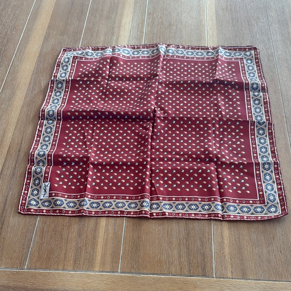 Yves Saint Laurent Red and Blue Geometric Scarf | Poshmark