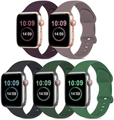 Amazon.com: 5 Pack Bands Compatible with Apple Watch Band 38mm 40mm 41mm 42mm 44mm 45mm, Soft Sil... | Amazon (US)