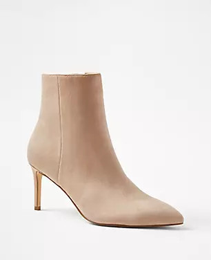 Straight Stiletto Heel Suede Booties | Ann Taylor (US)