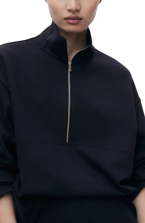 MANGO Half Zip Sweatshirt in Navy at Nordstrom, Size Medium | Nordstrom