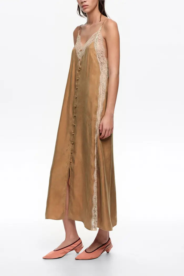 Slip Dress With Contrast Lace | Nordstrom