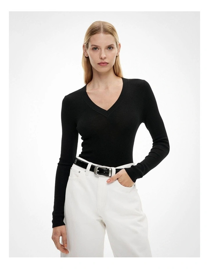 WitcheryWool V Neck Knit in Black | Myer